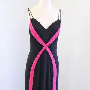 Cassandra StoneStriped Sequin Beaded Evening Formal Dress